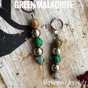 Alquimia Elegant Green Malachite Earrings
